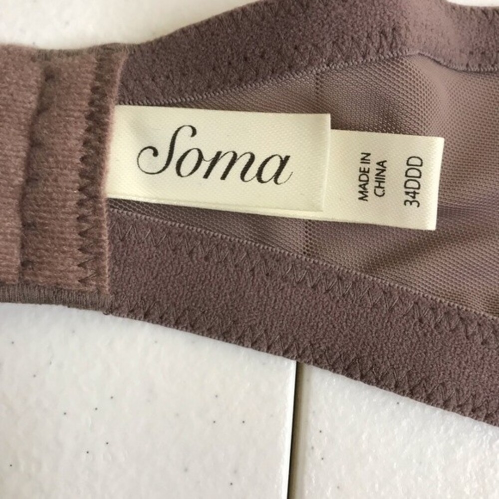 Soma Sensuous Lace Balconet Lined Underwire Bra Taupe Black Womens Size 34DDD - Picture 9 of 12